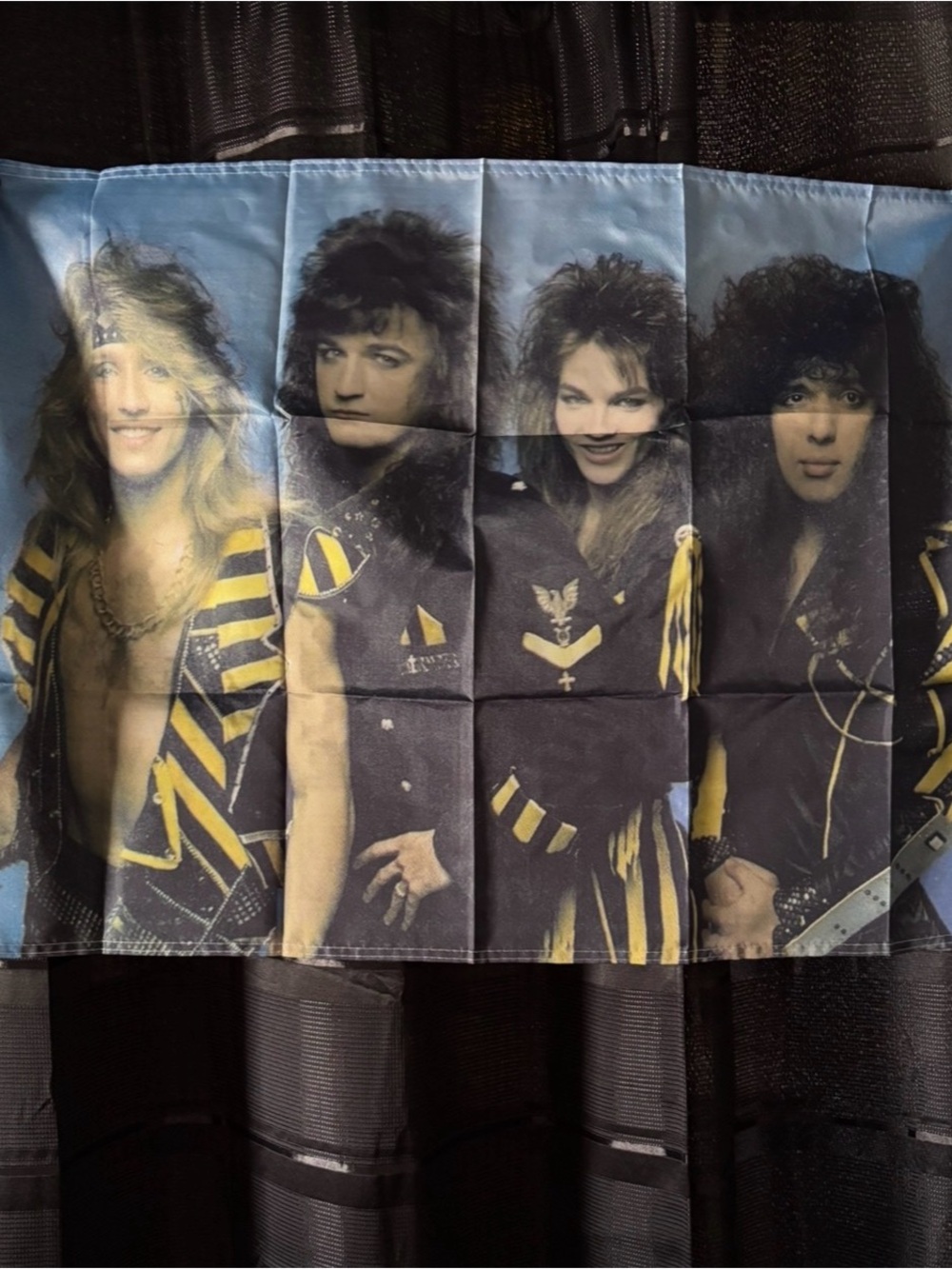 Rock Band Photo Tapestry in Blue and Yellow - Stryper